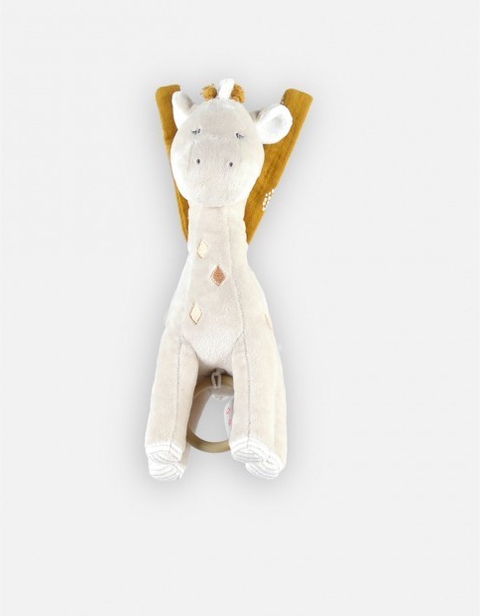 Noukies - Muzikale aktiviteiten knuffel , Giraf in oker geel